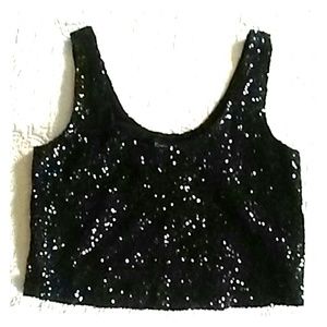 Black sequin crop top